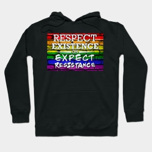 Respect Exsistence or Expect Resistance, Rainbow Pride Flag Hoodie